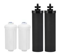 Kainasch Water Filter Replacement for Berkey, 2 Black Activated Carbon Filters and 2 Fluoride Filters Compatible with Berkey Big, Light, Imperial, Travel, Crown, Royal Series（4pack）
