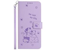 Kainevy Phone Case for Samsung S26 Ultra Leather Wallet with Card Holder & Stand & Wrist Strap, Cute Cat Cover for Samsung Galaxy S26 Ultra Case Flip Full Body Shockproof Protective (Purple)