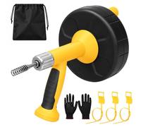 KAINGA Drain Auger 25 Feet with Gloves, Plumbing Snake Drain Clog Remover | With Drill Adapter, Includes Plastic Drainers And Storage Bag, For Bathtub Drain, Bathroom, Shower Sink, And Kitchen Cleaning