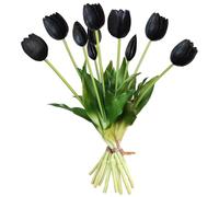 Kainonnan 10 Pcs Fake Tulips Tulips Artificial Flowers(Black)