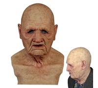 kaiop Old Man maske,Realistic Halloween Latex Human w-rinkle Face maske,Creepy w-rinkle Face Grandpa Headgear For Halloween Party Cosplay Costume Props