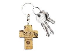kaiop Religious Keychain, Christian Wooden Scripture Keychain, Small Key Chain for Men Women Luggage Purse Handbag Backpack Wallet Car Travel School Party Birthday Easter