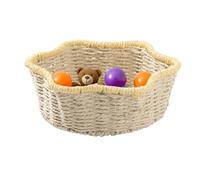kaiop Woven Fruit Basket | Tabletop Imitation Rattan Food Serving Basket - Woven Rustic Fruit Holder for Home Dining Table Pantry Living Room Nursery Wedding Easter Christmas Picnic Kitchen