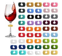 KAIOULU 48PC Wine Glass Markers Charms Set, Silicone Drink Markers for Wine & Beverage Glasses, Colorful Drink Charms to Identify Glasses at Parties, Weddings & Gatherings