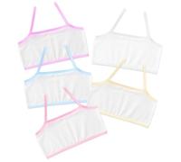 KAIOWPEIC 5 Pcs Girls Sports Bra, Training Bras for Girls Age 11-12, Pure Cotton, 5 Colours