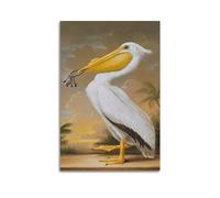 KAIPA Vintage Animal Posters American White Pelican Poster Decorative Painting Canvas Wall Posters And Art Picture Print Modern Family Bedroom Decor Posters 20x30inch(50x75cm)