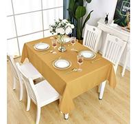 KAIPHO Gold Rectangle Tablecloth Waterproof Stain Resistant Wrinkle Free Table Cloth 210GSM Polyester Wipeable Table Cover for Party, Banquet, Indoor and Outdoor use - Rectangular/Oblong, 52 x 70 inch