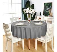 KAIPHO Grey Round Tablecloth - Waterproof Stain Resistant Wrinkle Free Table Cloth, 210GSM Polyester Washable Wipeable Table Cover for Party, Banquet, Wedding, Indoor and Outdoor(108 inch, Circle)