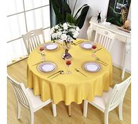 KAIPHO Yellow Round Tablecloth Waterproof Stain Resistant Wrinkle Free Table Cloth 210GSM Polyester Washable Wipeable Table Cover for Party, Banquet, Wedding, Indoor and Outdoor (60 inch, Circle)