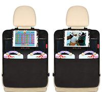 Kaiphy Car Backseat Organizer Premium Quality Car Kick Mats with 10" Tablet Holder - Extra Large Pocket- Sturdy Top 2Pack