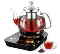 KaiPine Glass Electric Tea Kettle with Infuser & Temperature Control, 0.8L Fast Boiling Quiet Kettle, Keep Warm & Adjustable Power, Black for Kitchen & Office