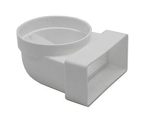 Kair 110 x 54mm to 100mm 90 Degree Elbow Plastic Duct Adaptor | Fits over other connectors and fittings, Suitable for concealed installation, Male connection, Female connection