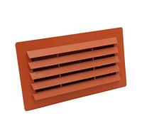 Kair 180mm x 95mm Rectangular Airbrick with Damper - Terracotta | Helps prevent backdraughts, Helps block odours and noise and draughts, Depth of rear spigot: 60mm