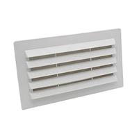 Kair 180mm x 95mm Rectangular Airbrick with Damper - White | Helps prevent backdraughts, Helps block odours and noise and draughts, Depth of rear spigot: 60mm