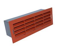 Kair 204mm x 60mm Airbrick with Surround - Terracotta | Comes as 2 parts, The fascia grille can be removed and replaced if required