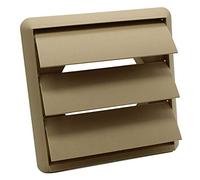 Kair Beige 100mm Gravity Wall Vent Grille - 99.5mm / 4 Inch Round Rear Spigot & 155mm Front Cover - Backdraught Prevention Shutter Flaps