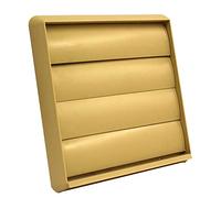 Kair Beige 150mm Louvred Wall Vent Grille - 150mm / 6 Inch Round Rear Spigot & 183mm Front Cover - Backdraught Prevention Shutter Flaps