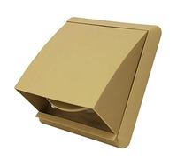 Kair Beige Cowled Outlet Grille 155mm External Dimension with Rectangular 110mm x 54mm Rear Spigot and Wind Baffle Backdraught Shutter