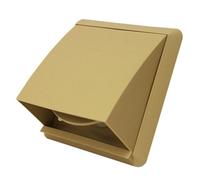 Kair Beige Cowled Outlet Grille 155mm External Dimension With Rectangular 110mm X 54mm Rear Spigot And Backdraught Shutter