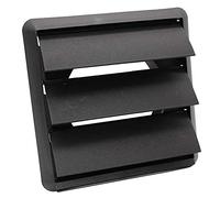 Kair Black 100mm Gravity Wall Vent Grille - 99.5mm / 4 Inch Round Rear Spigot & 155mm Front Cover - Backdraught Prevention Shutter Flaps