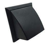 Kair Black Cowled Outlet Grille 155mm External Dimension Wall Vent with 100mm - 4 inch Round Rear Spigot and Wind Baffle Backdraught Shutter