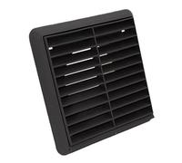 Kair Black Louvred Grille 155mm External Dimension With Round 100mm - 4 Inch Rear Spigot Wall Ducting Air Vent