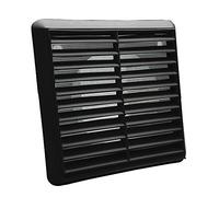 Kair Black Louvred Wall Vent Grille 155mm External Dimension with Flyscreen and Round 125mm - 5 inch Rear Spigot