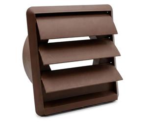 Kair Brown Ø125mm Gravity Wall Vent Grille with Backdraught Shutters | Push-fit installation, Helps prevent backdraughts, Helps block odours and noise and draughts - 155x155mm external