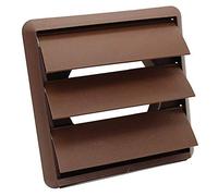 Kair Brown 125mm Louvred Wall Vent Grille - 125mm / 5 Inch Round Rear Spigot & 155mm Front Cover - Backdraught Prevention Shutter Flaps