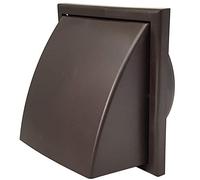 Kair Brown 150mm Cowled Wall Vent Grille with Backdraught Shutter | Push-fit installation, Helps prevent backdraughts, Cowl helps block rain and wind, Cover size 150mm, For 150mm round ducting