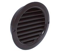 Kair Brown Circular Vent 128mm Dimension Wall Grille with Fly Screen and 100mm - 4 inch Round Rear Spigot