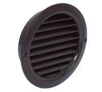 Kair Brown Circular Vent 128mm Dimension Wall Grille With Fly Screen And 100mm - 4 Inch Round Rear Spigot