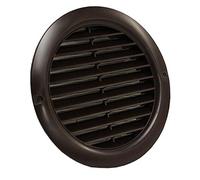Kair Brown Circular Vent 158mm Dimension Wall Grille with Fly Screen and 125mm - 5 inch Round Rear Spigot
