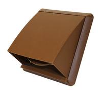 Kair Brown Cowled Outlet Grille 155mm External Dim Wall Vent With Rectangular 110mm X 54mm Rear Spigot & Backdraught Shutter