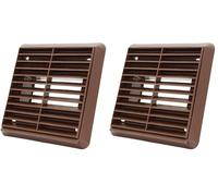 Kair Brown Louvred Wall Vent Grille 155mm External Dimension with 110mm x 54mm Rectangular Rear Spigot (Pack of 2)