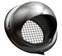 Kair Bull-Nose External Vent 100mm - 4 inch Rear Spigot Stainless Steel Grille with Wire Mesh and Drip Deflector