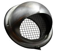 Kair Bull-Nose External Vent 200mm - 8 Inch Rear Spigot Stainless Steel Grille With Wire Mesh And Drip Deflector