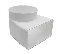 Kair Elbow Bend Adaptor 180mm x 90mm to 150mm - 6 inch Rectangular to Round 90 Degree Bend Adapter for Converting to Different Size Plastic Ducting Systems