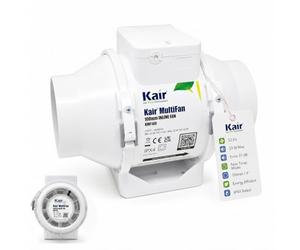 Kair MultiFan In Line Fan 100mm Standard | Compatible with 100mm plastic ducting, 2-speed operation, Powerful airflow up to 187 m3/h - 52 l/s