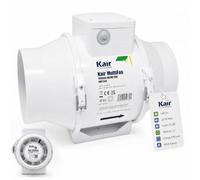 Kair MultiFan In Line Fan 150mm Standard | Compatible with 150mm plastic ducting, 2-speed operation, Powerful airflow up to 520 m3/h - 144 l/s