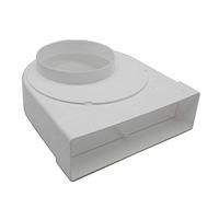 Kair Rotating Elbow Bend Adaptor 204mm x 60mm to 125mm - 5 inch Rectangular to Round 90 Degree Bend Adapter for Converting to Different Size Plastic Ducting Systems