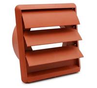 Kair Terracotta Ø125mm Gravity Wall Vent Grille with Backdraught Shutters | Push-fit installation, Helps prevent backdraughts, Helps block odours and noise and draughts - 155x155mm external