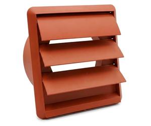 Kair Terracotta Ø125mm Gravity Wall Vent Grille with Backdraught Shutters | Push-fit installation, Helps prevent backdraughts, Helps block odours and noise and draughts - 155x155mm external