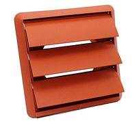 Kair Terracotta 125mm Louvred Wall Vent Grille - 125mm / 5 Inch Round Rear Spigot & 155mm Front Cover - Backdraught Prevention Shutter Flaps