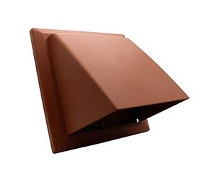 Kair Terracotta Cowled Outlet Grille 183mm External Dimension Wall Vent with 150mm - 6 inch Round Rear Spigot and Wind Baffle Backdraught Shutter
