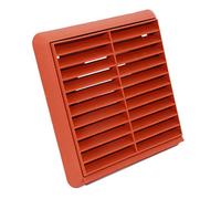 Kair Terracotta Louvred Grille 155mm External Dimension Wall Ducting Air Vent With Round 100mm - 4 Inch Rear Spigot