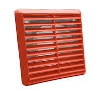 Kair Terracotta Louvred Wall Vent Grille 155mm External Dimension with Flyscreen and Round 100mm - 4 inch Rear Spigot