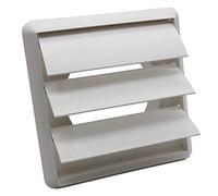 Kair White 125mm Louvred Wall Vent Grille - 125mm / 5 Inch Round Rear Spigot & 155mm Front Cover - Backdraught Prevention Shutter Flaps