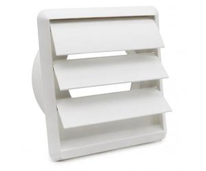 Kair White Ø150mm Gravity Wall Vent Grille with Backdraught Shutters | Push-fit installation, Helps prevent backdraughts, Helps block odours and noise and draughts - 155x155mm external