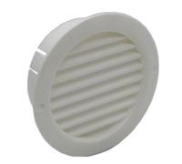 Kair White Circular Vent 128mm Dimension Wall Grille With Fly Screen And 100mm - 4 Inch Round Rear Spigot
